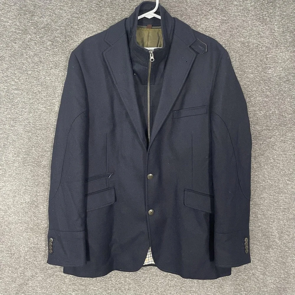 Kroon Blazer Mens 42L Blue Wool Cashmere Sport Coat Jacket Casual 2 Piece